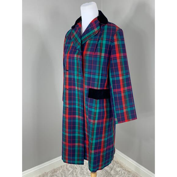 Vintage 50s 60s Plaid Duster OverCoat Midcentury Rockabilly Christmas Holidays - Picture 8 of 10